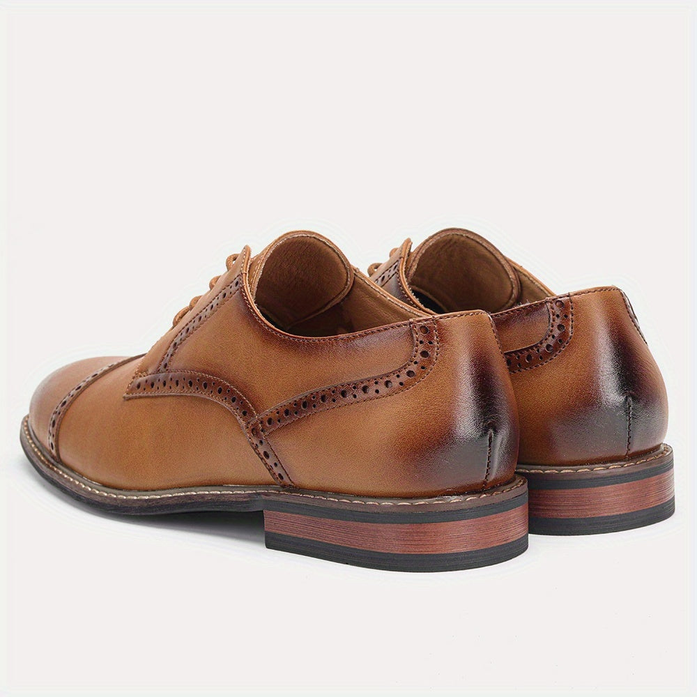 Men’s Vintage British Brogue Shoes – Distressed Leather, Classic Casual & Business Wear Image principale du produit