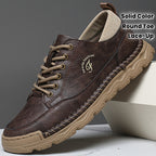 LZDZN Men’s Handmade Casual Sneakers & Loafers – Round Toe Lace-Up, All-Season, Solid Colors (Black, Brown, Grey)