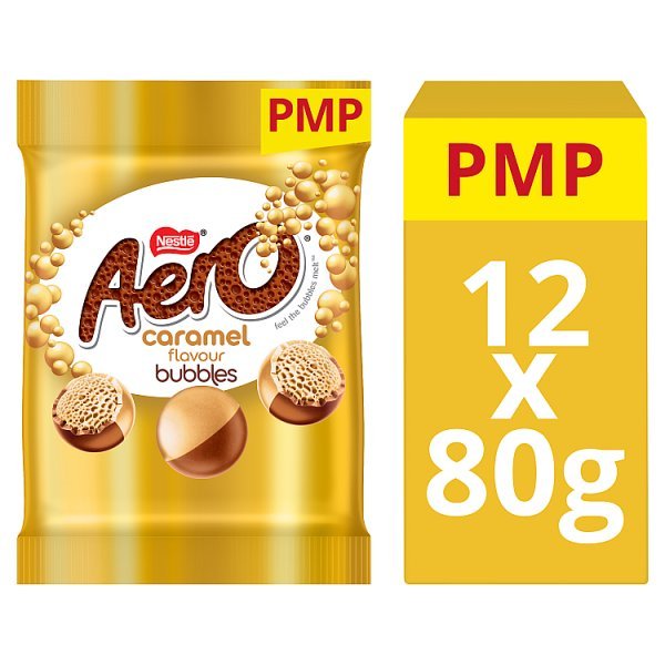 Aero Bubbles Caramel Flavour Chocolate Sharing Bag 80g (12 x 80g) - Honesty Sales