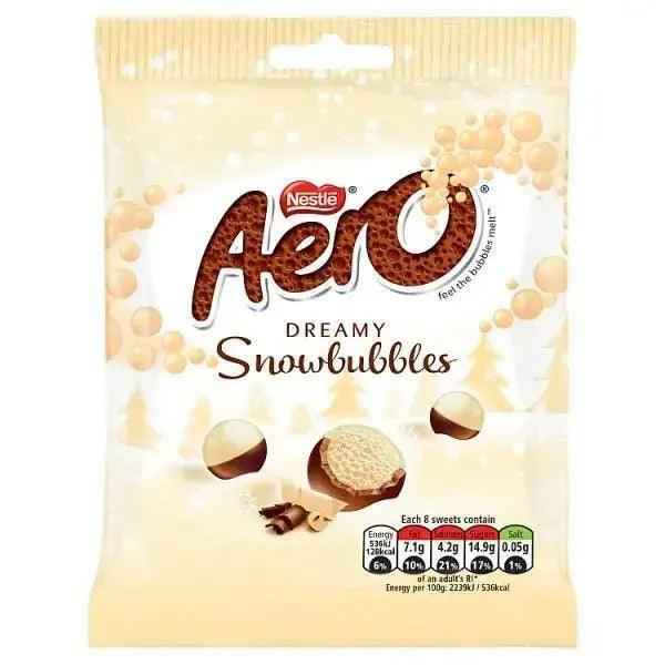 Aero Snowbubbles Milchschokolade zum Teilen im Beutel 80 g (Karton mit 12 Stück) Zweitbild