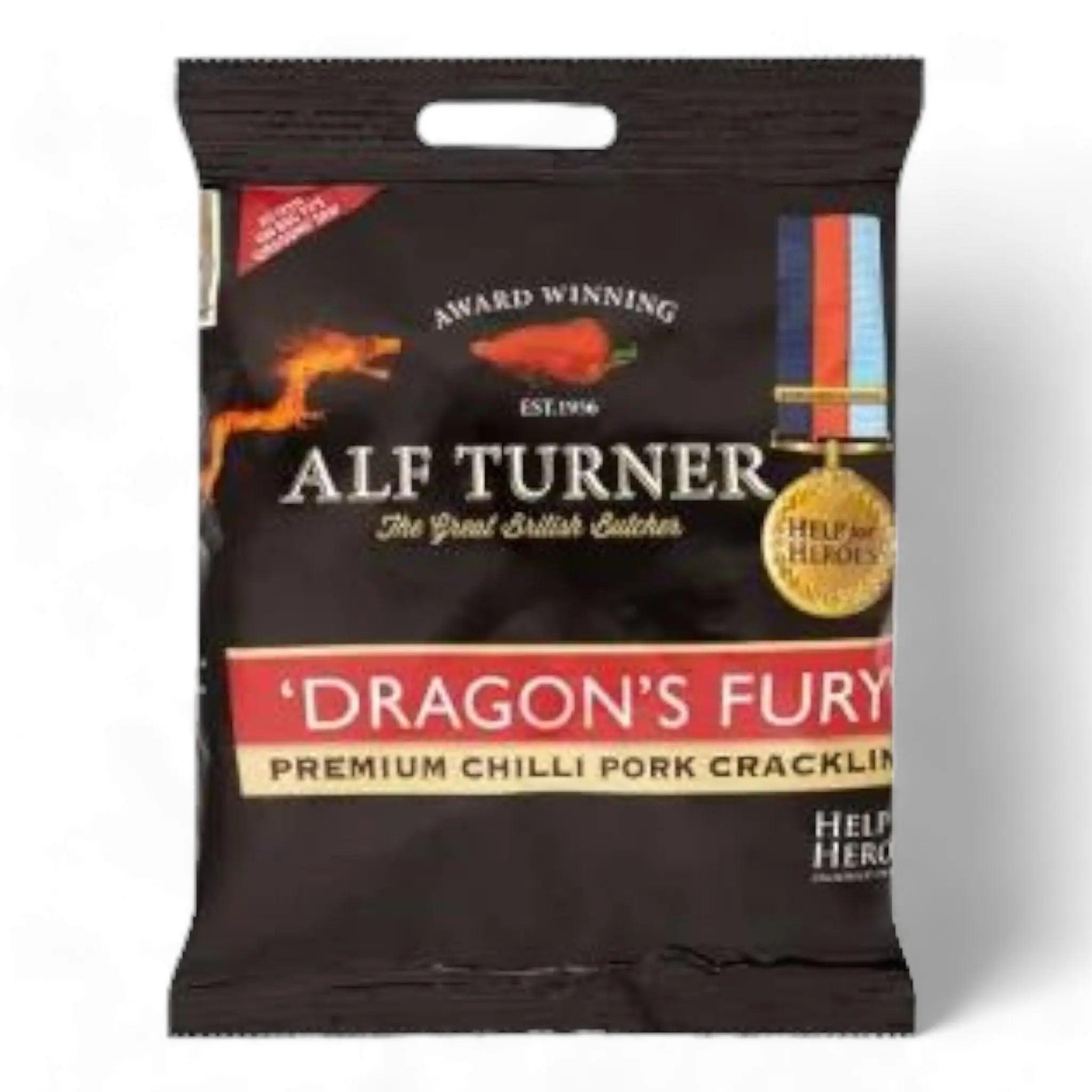 Alf Turner Dragon's Fury Premium Chilli Pork Crackling 40g (Case of 12) - Honesty Sales