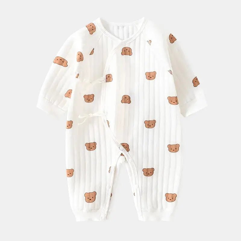 All Seasons Newborn Baby Boy Girl Romper 100% Pure Cotton Soft Cartoon Bear Bodysuit with Hat - Honesty Sales