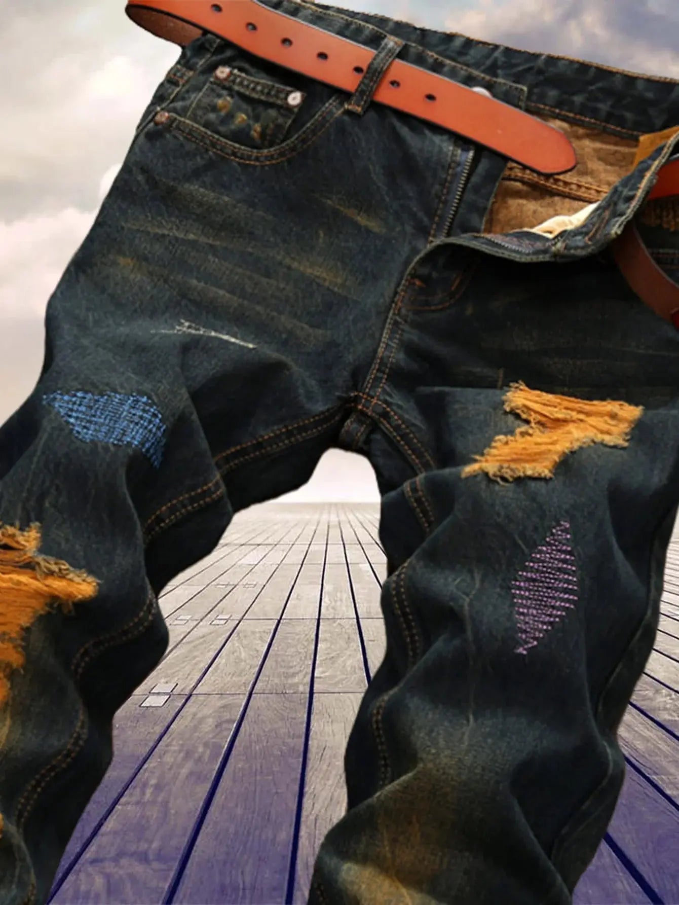 American retro personality makes old men's straight jeans - Honesty Sales