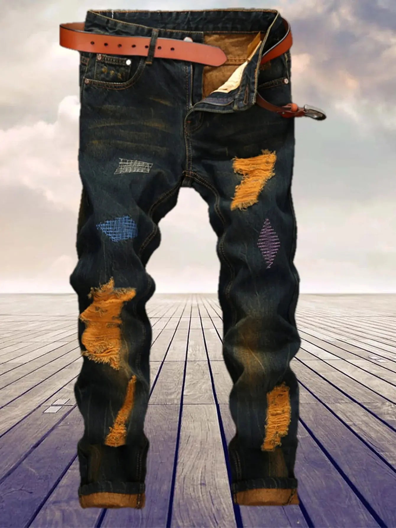 American retro personality makes old men's straight jeans - Honesty Sales