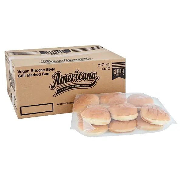 Americana Vegan Brioche Style Grill Marked Bun 48 x 82g - Honesty Sales