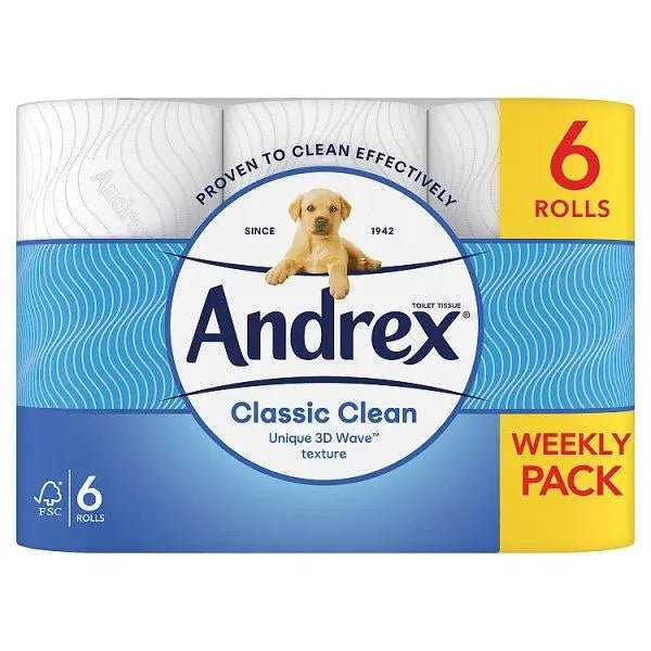 Andrex Classic Clean Toilet Tissue 6 Rolls (Case of 4) - Honesty Sales