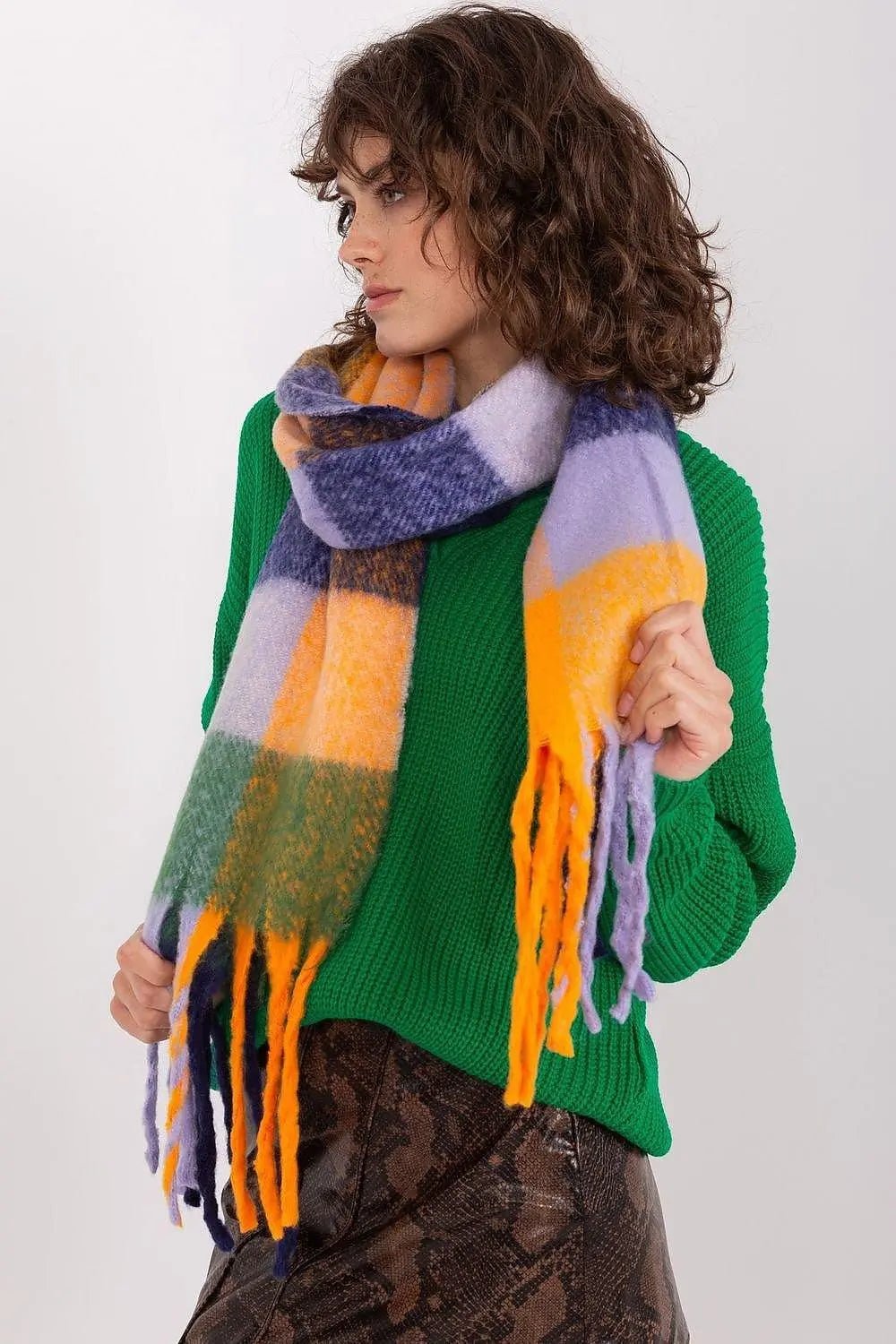 AT long colorful plaid scarf - Honesty Sales