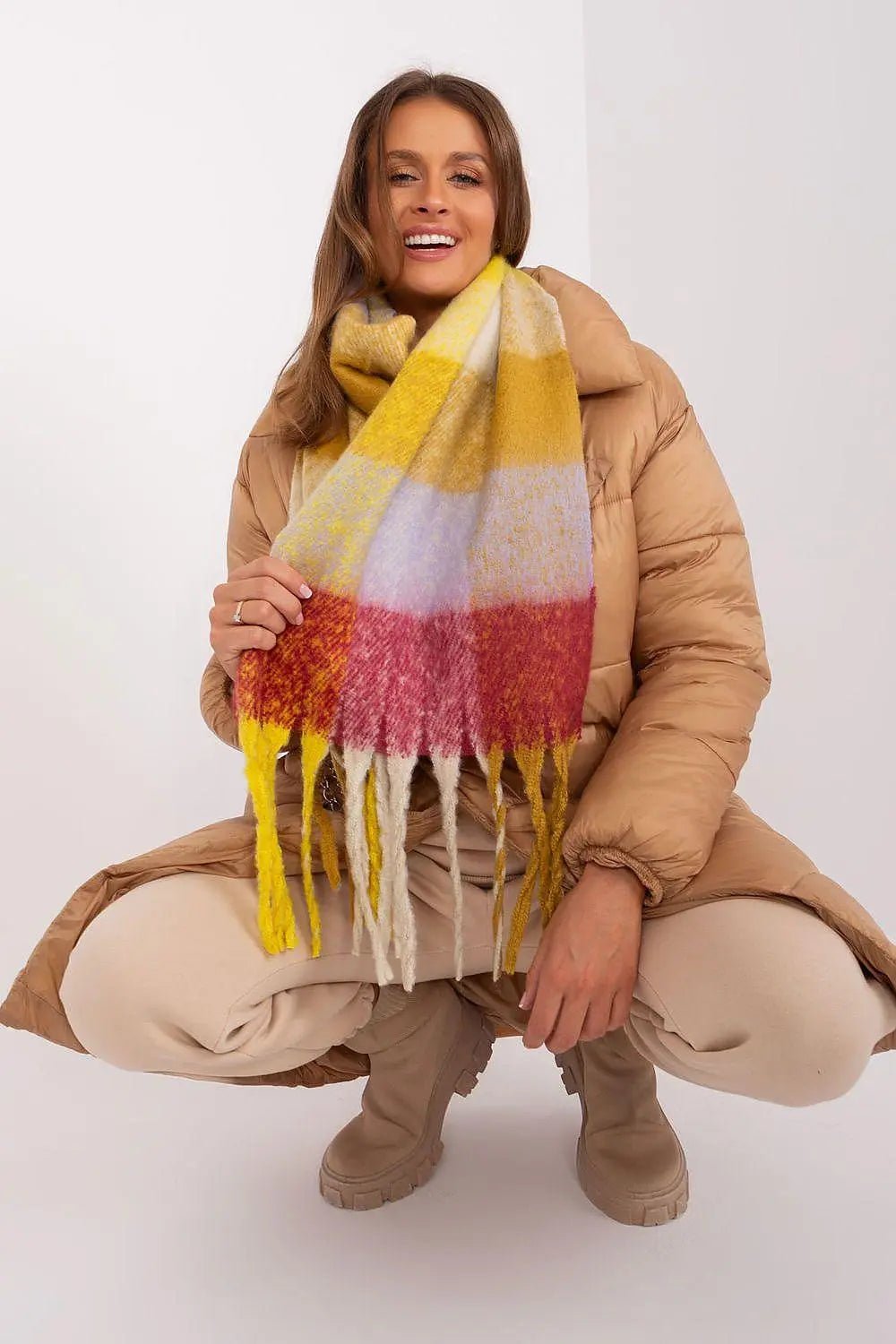 AT long colorful plaid scarf - Honesty Sales