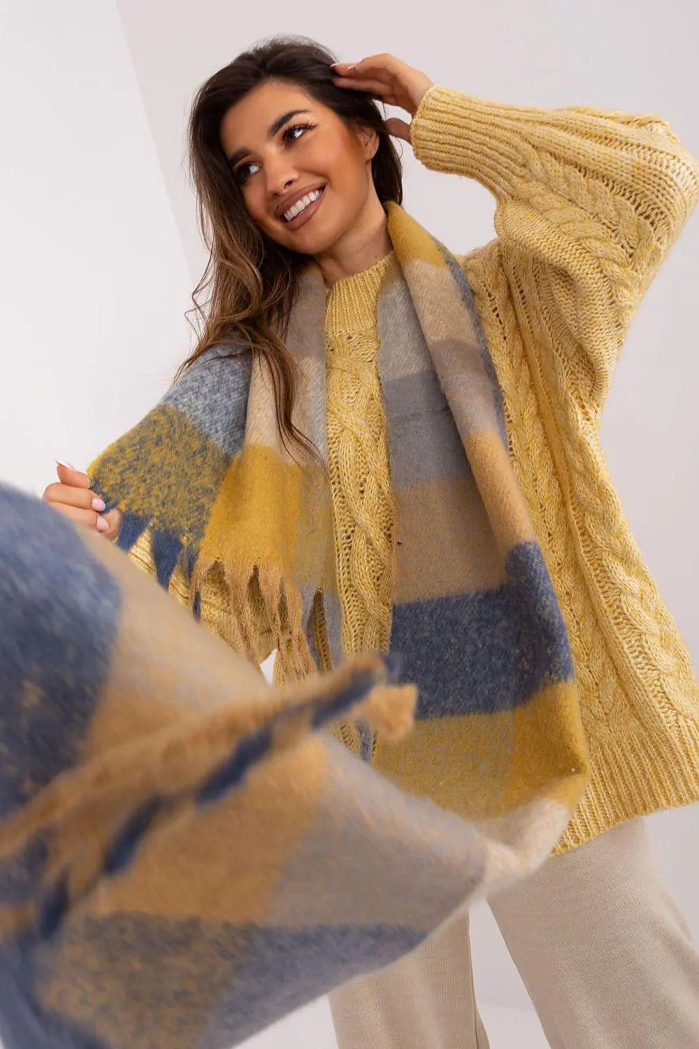 AT long colorful plaid scarf - Honesty Sales