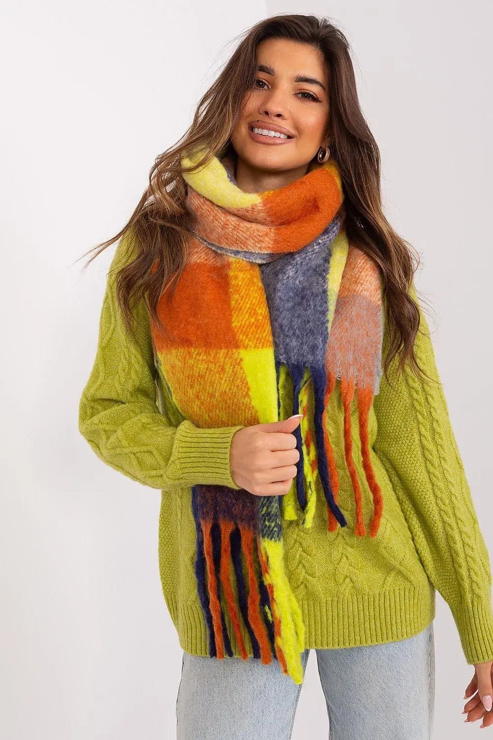 AT long colorful plaid scarf - Honesty Sales