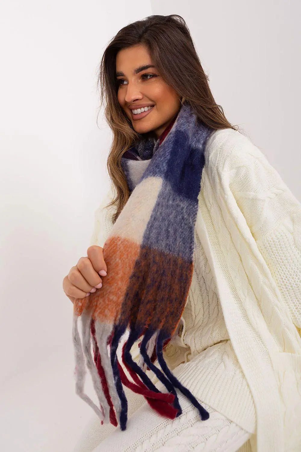 AT long colorful plaid scarf - Honesty Sales