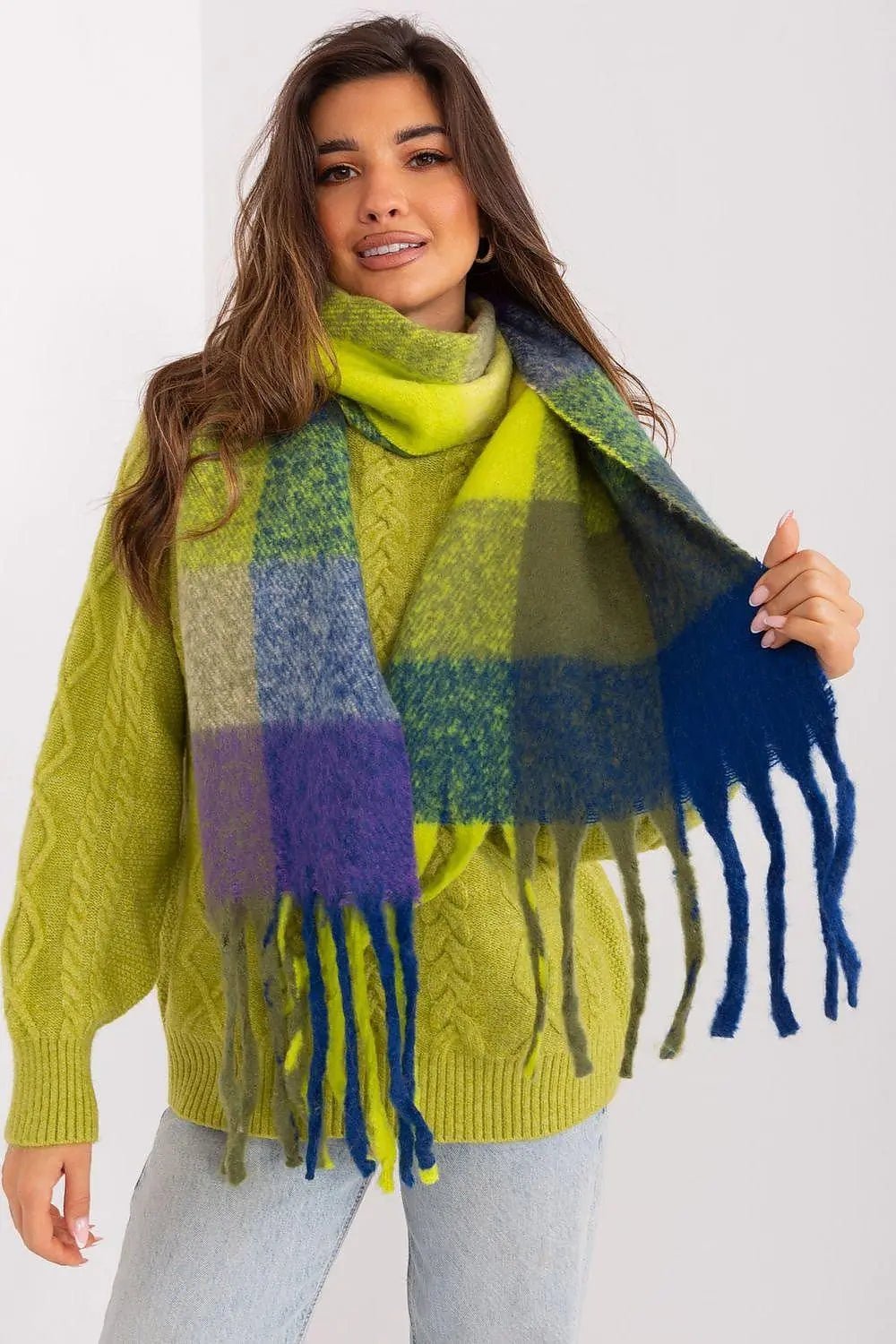 AT long colorful plaid scarf - Honesty Sales