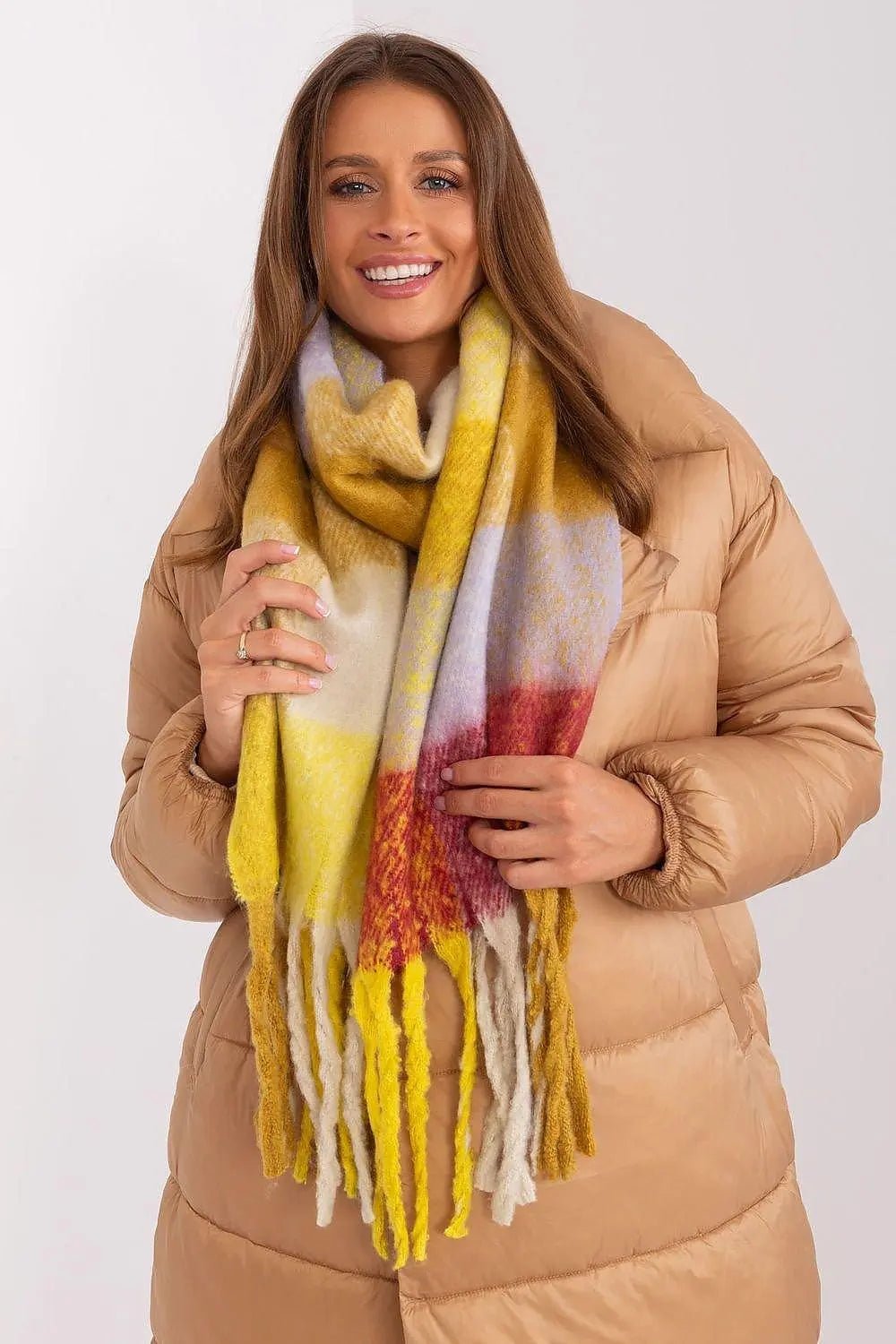 AT long colorful plaid scarf - Honesty Sales