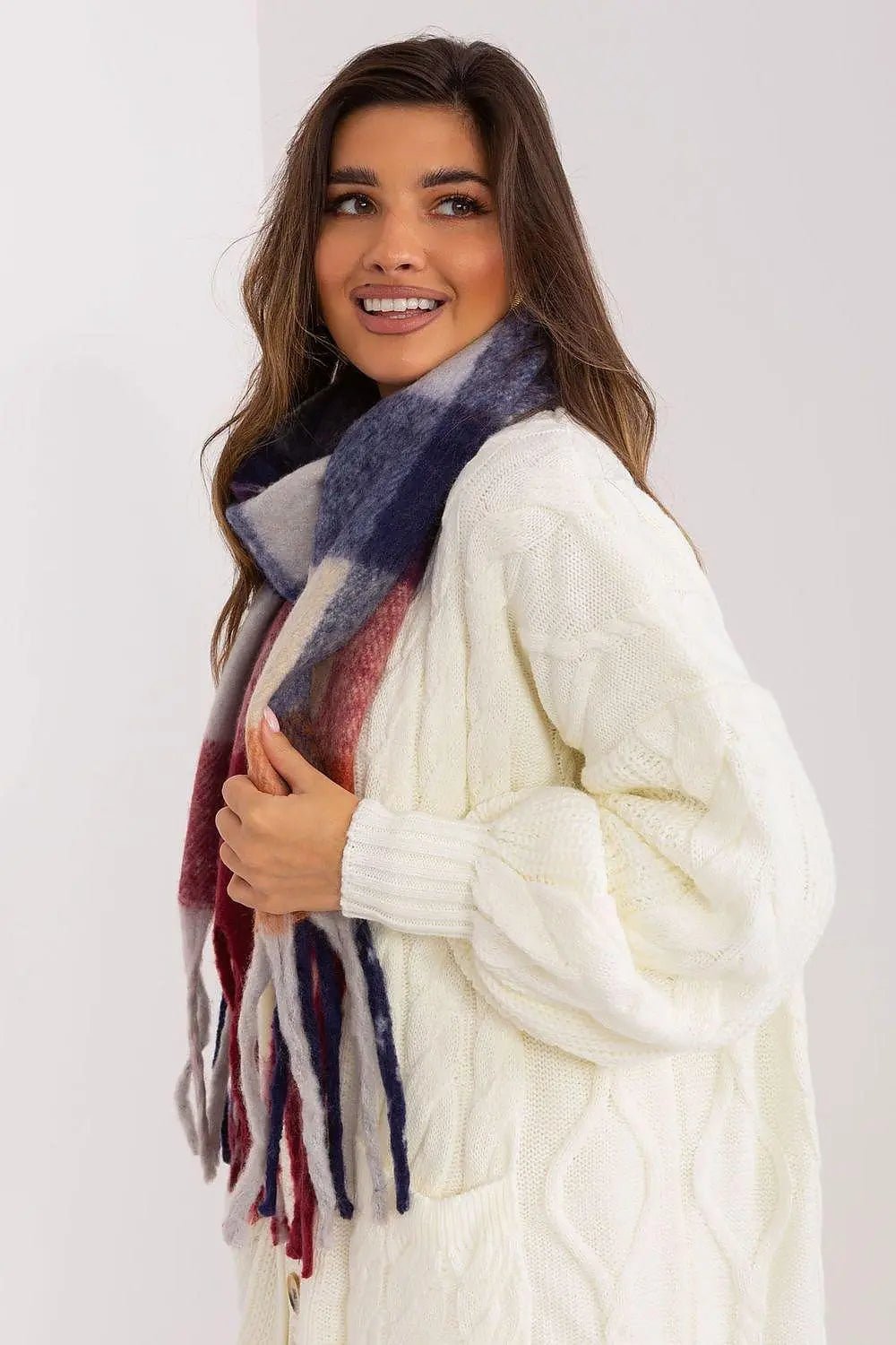 AT long colorful plaid scarf - Honesty Sales