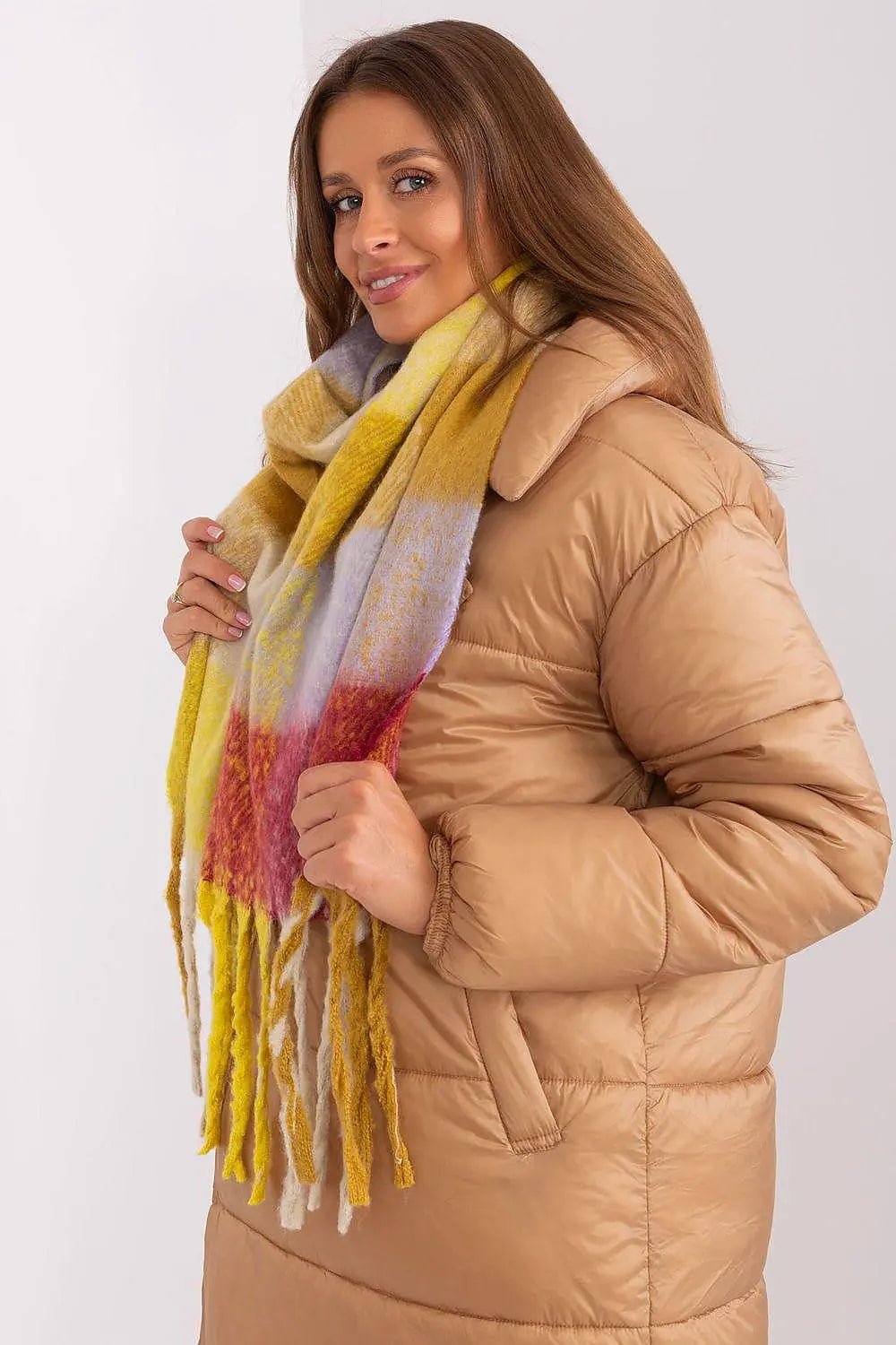 AT long colorful plaid scarf - Honesty Sales