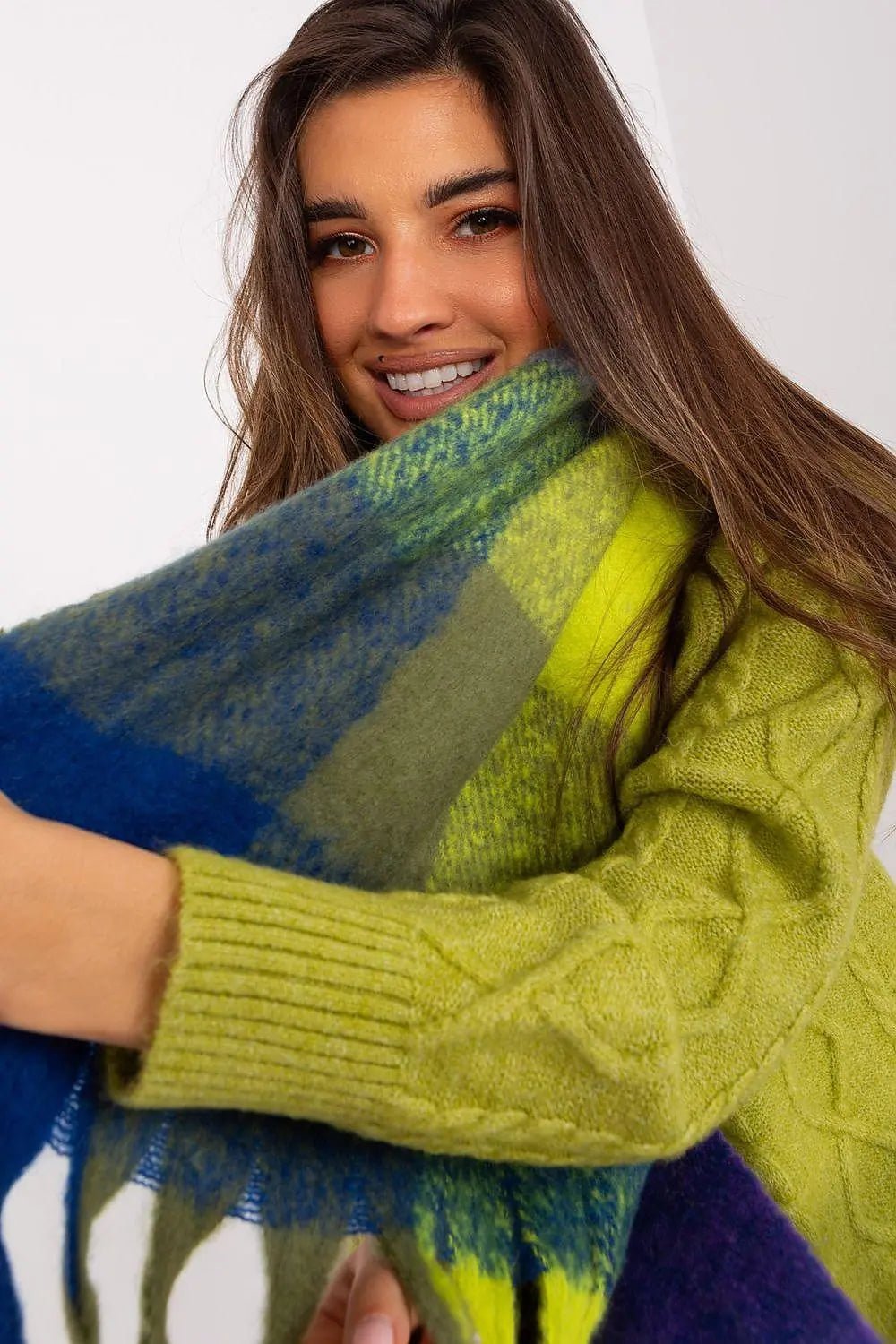 AT long colorful plaid scarf - Honesty Sales