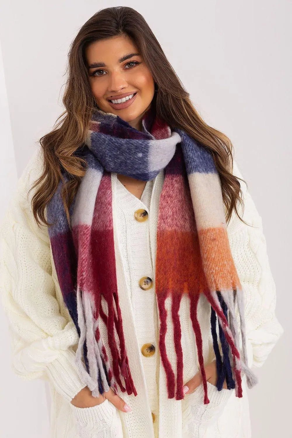 AT long colorful plaid scarf - Honesty Sales