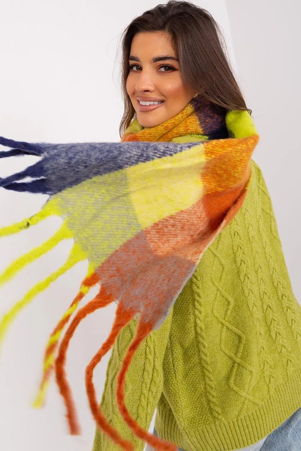 AT long colorful plaid scarf - Honesty Sales