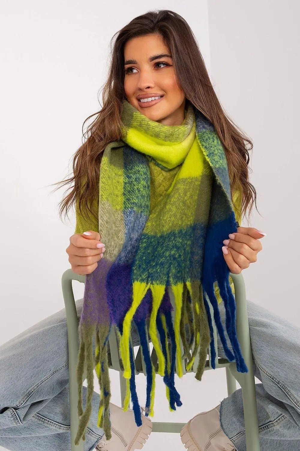 AT long colorful plaid scarf - Honesty Sales