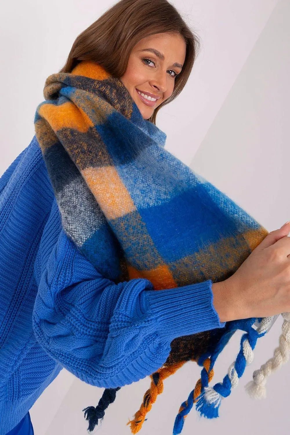 AT long colorful plaid Shawl - Honesty Sales