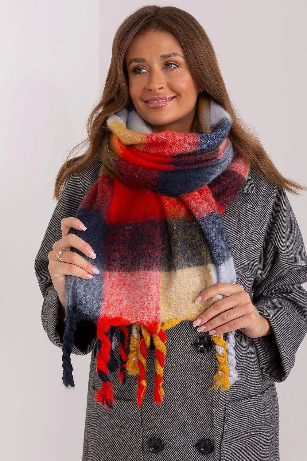 AT long colorful plaid Shawl - Honesty Sales