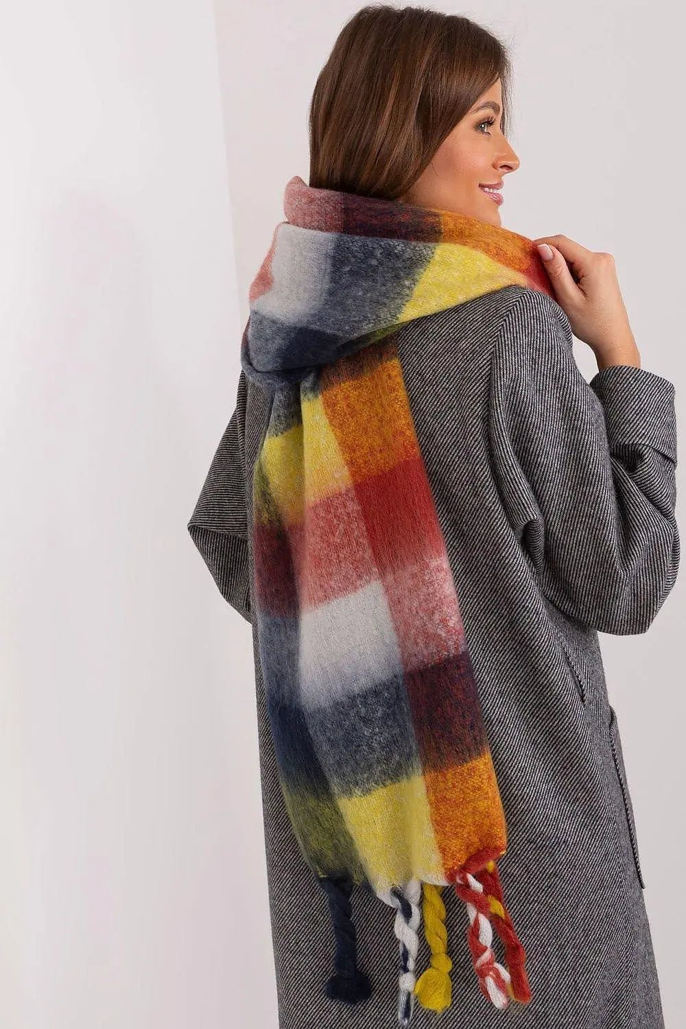 AT long colorful plaid Shawl - Honesty Sales