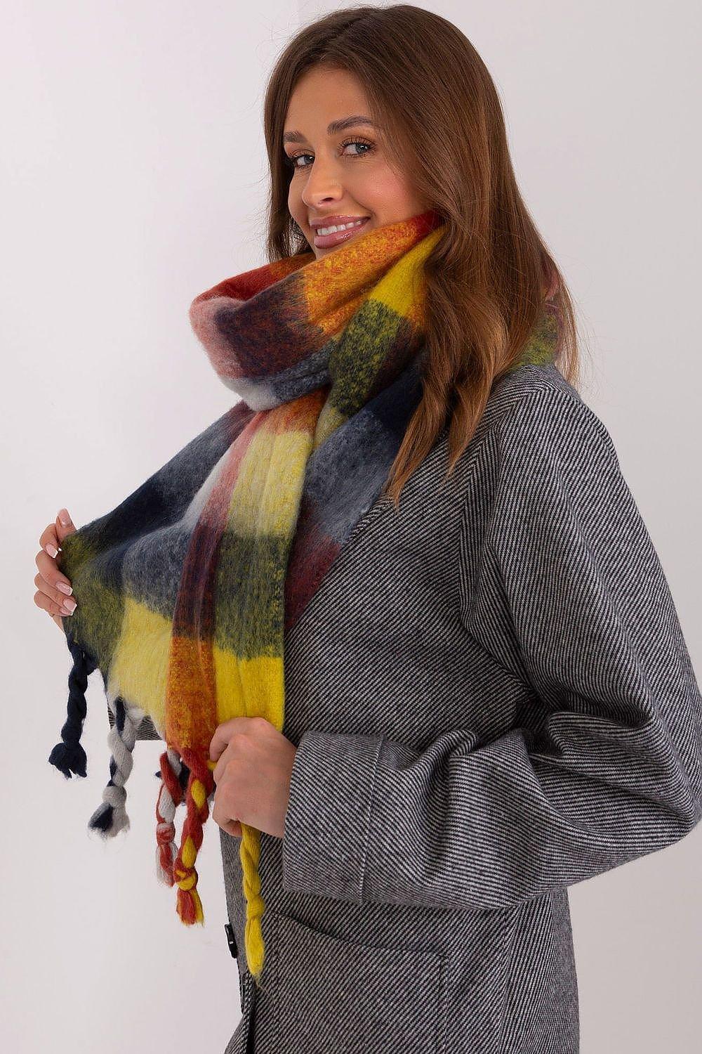 AT long colorful plaid Shawl - Honesty Sales