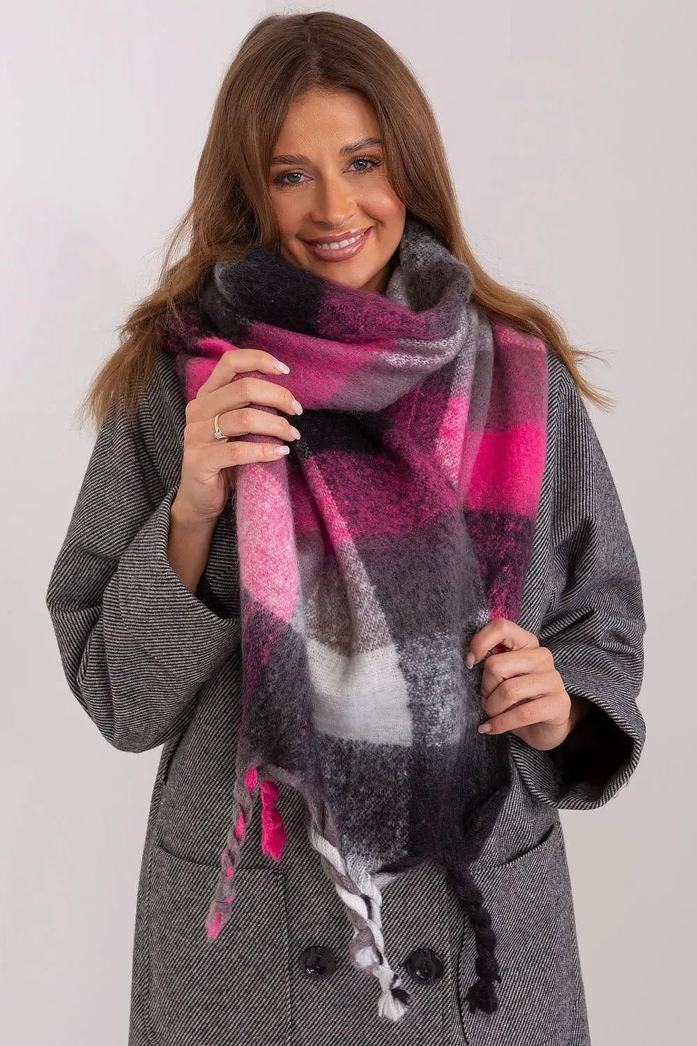 AT long colorful plaid Shawl - Honesty Sales