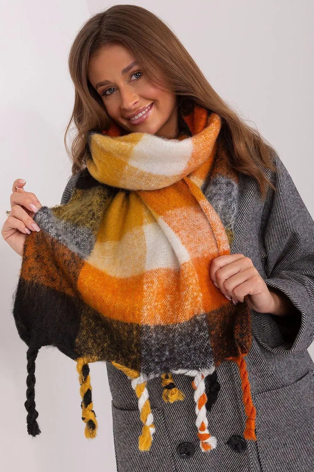 AT long colorful plaid Shawl - Honesty Sales