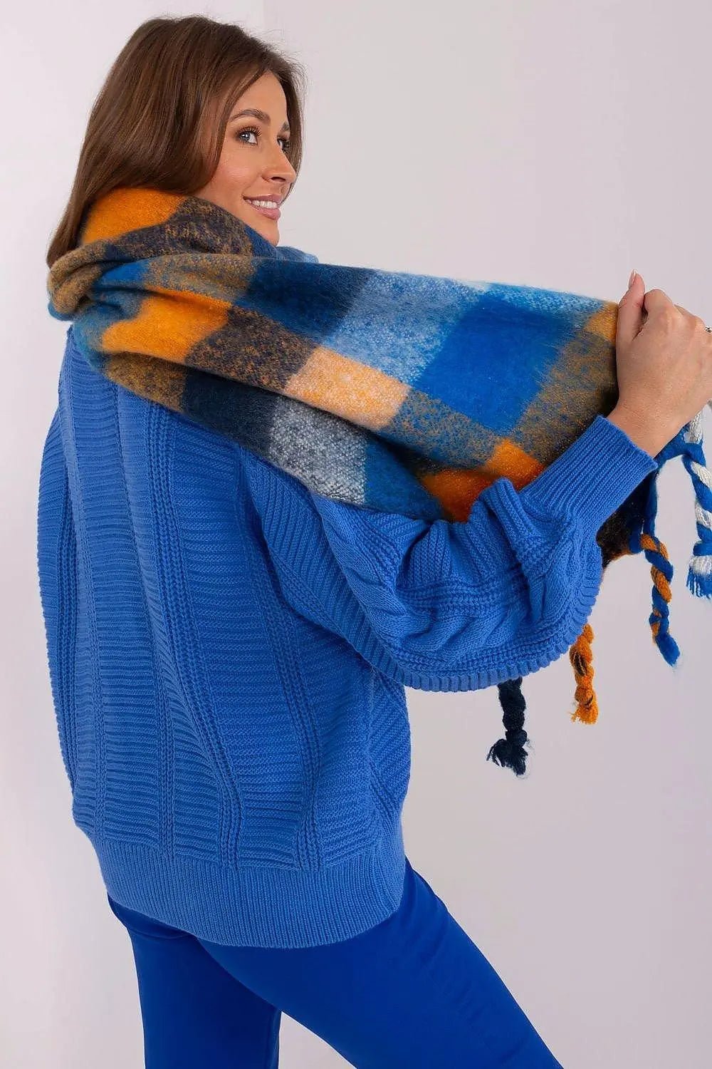 AT long colorful plaid Shawl - Honesty Sales