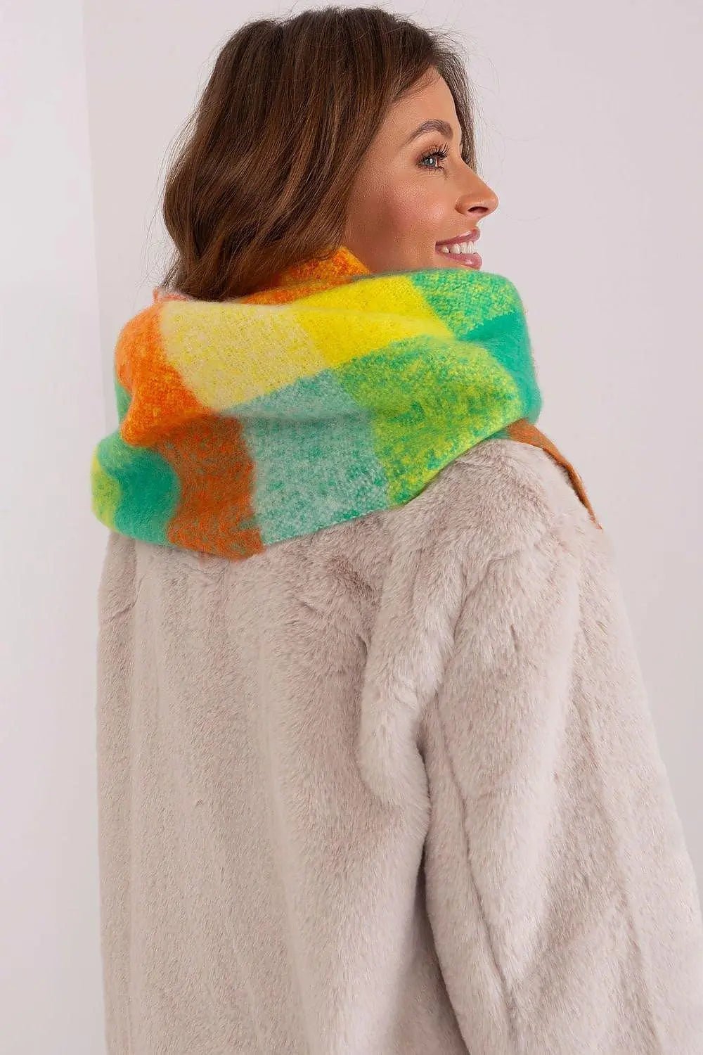 AT long colorful plaid Shawl - Honesty Sales