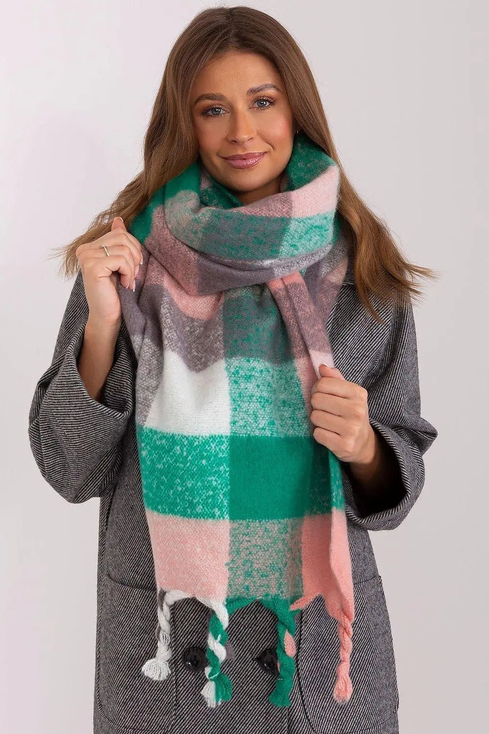 AT long colorful plaid Shawl - Honesty Sales