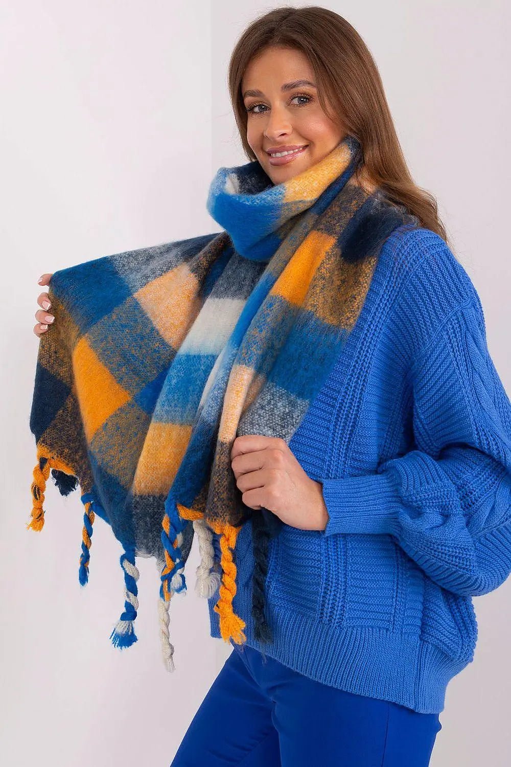 AT long colorful plaid Shawl - Honesty Sales