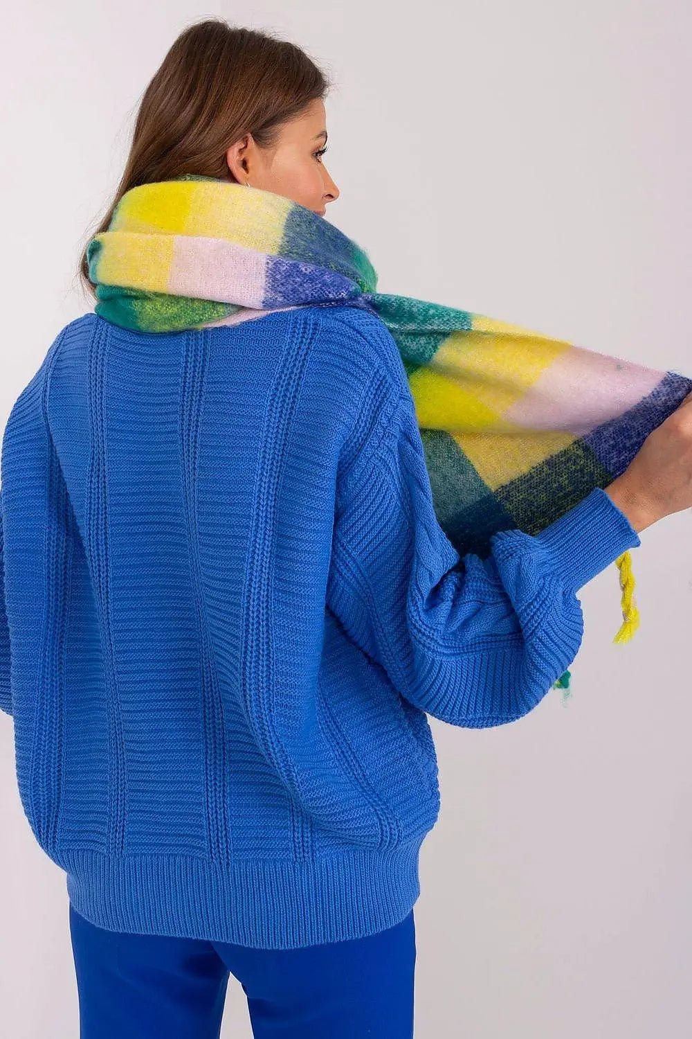 AT long colorful plaid Shawl - Honesty Sales