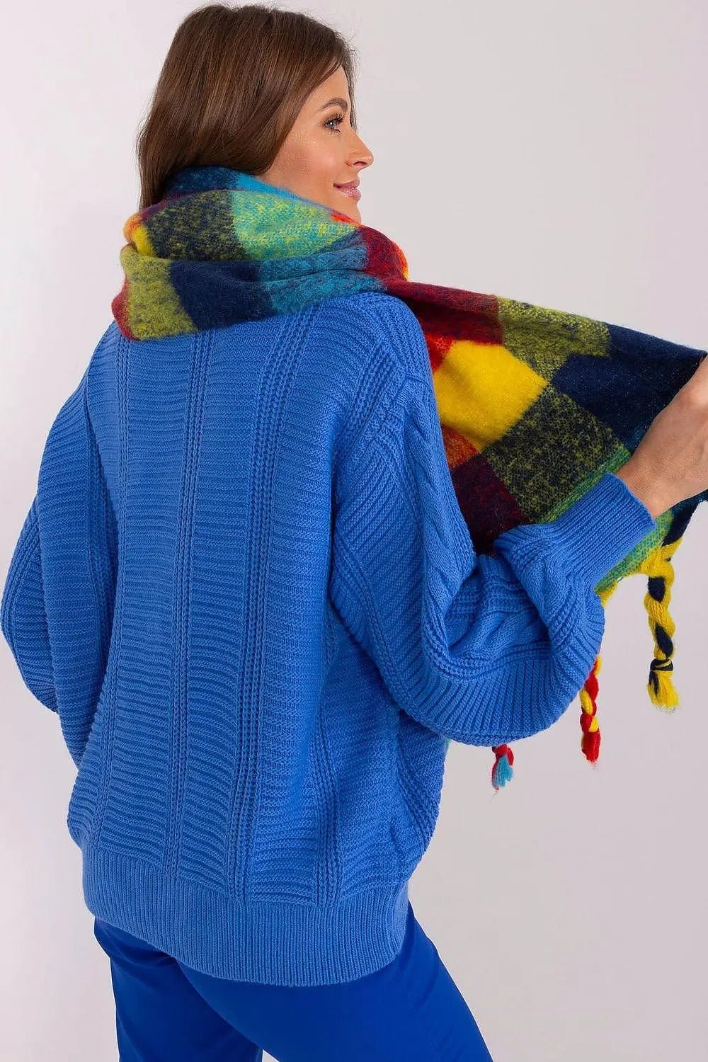 AT long colorful plaid Shawl - Honesty Sales