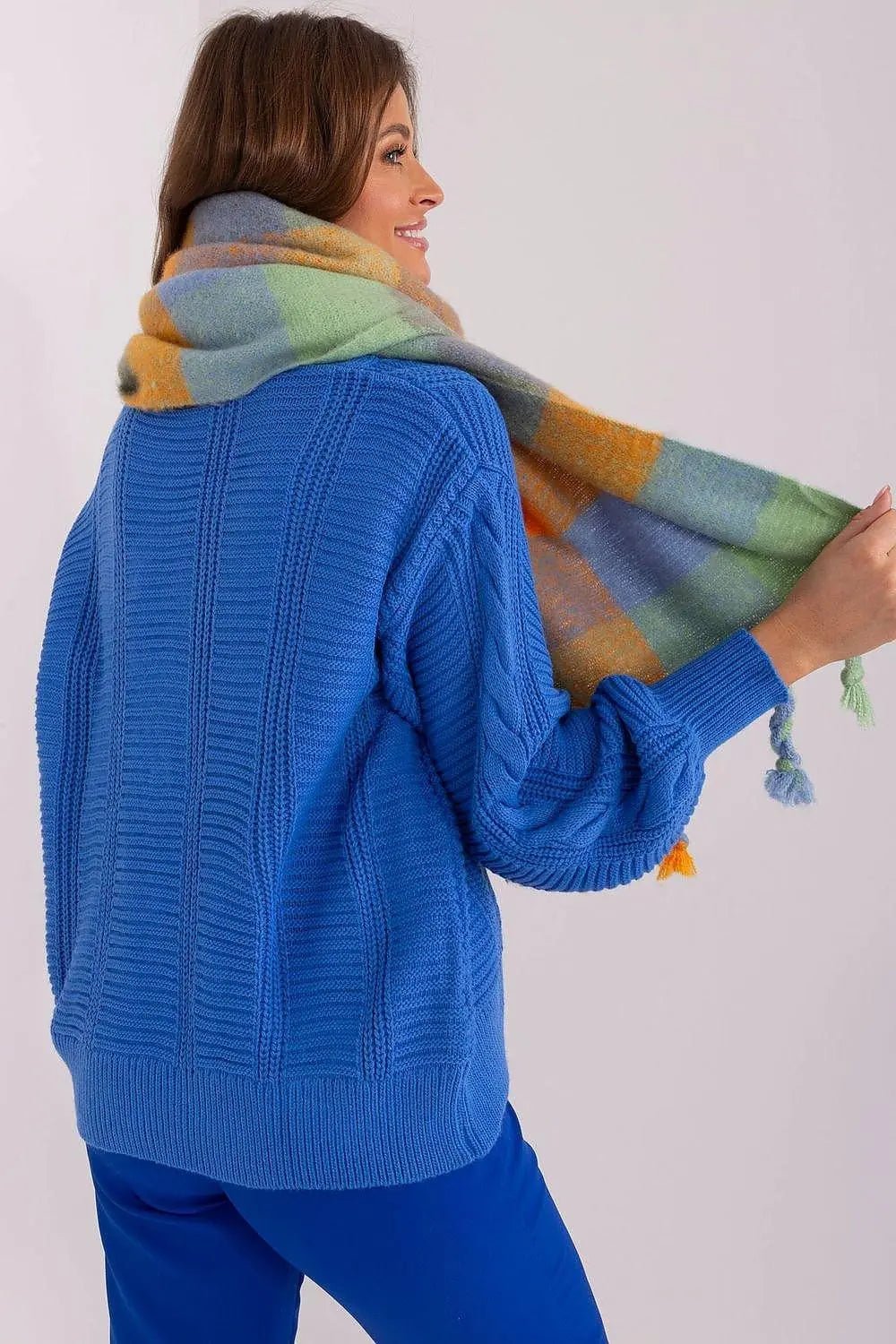 AT long colorful plaid Shawl - Honesty Sales
