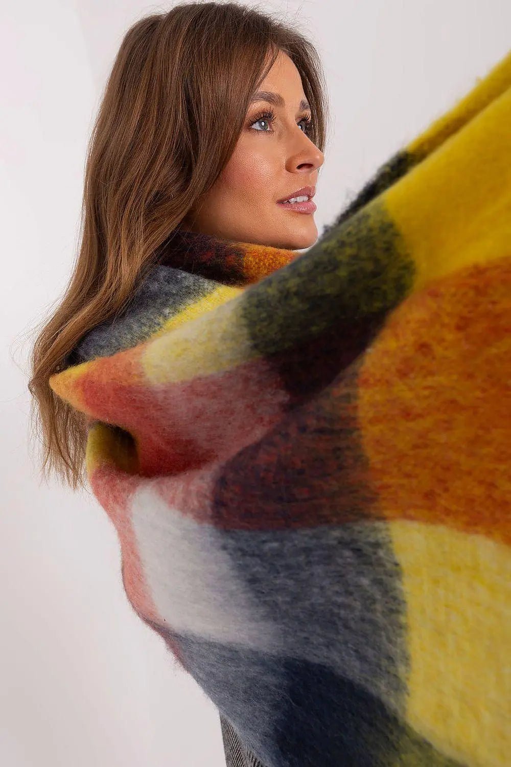 AT long colorful plaid Shawl - Honesty Sales