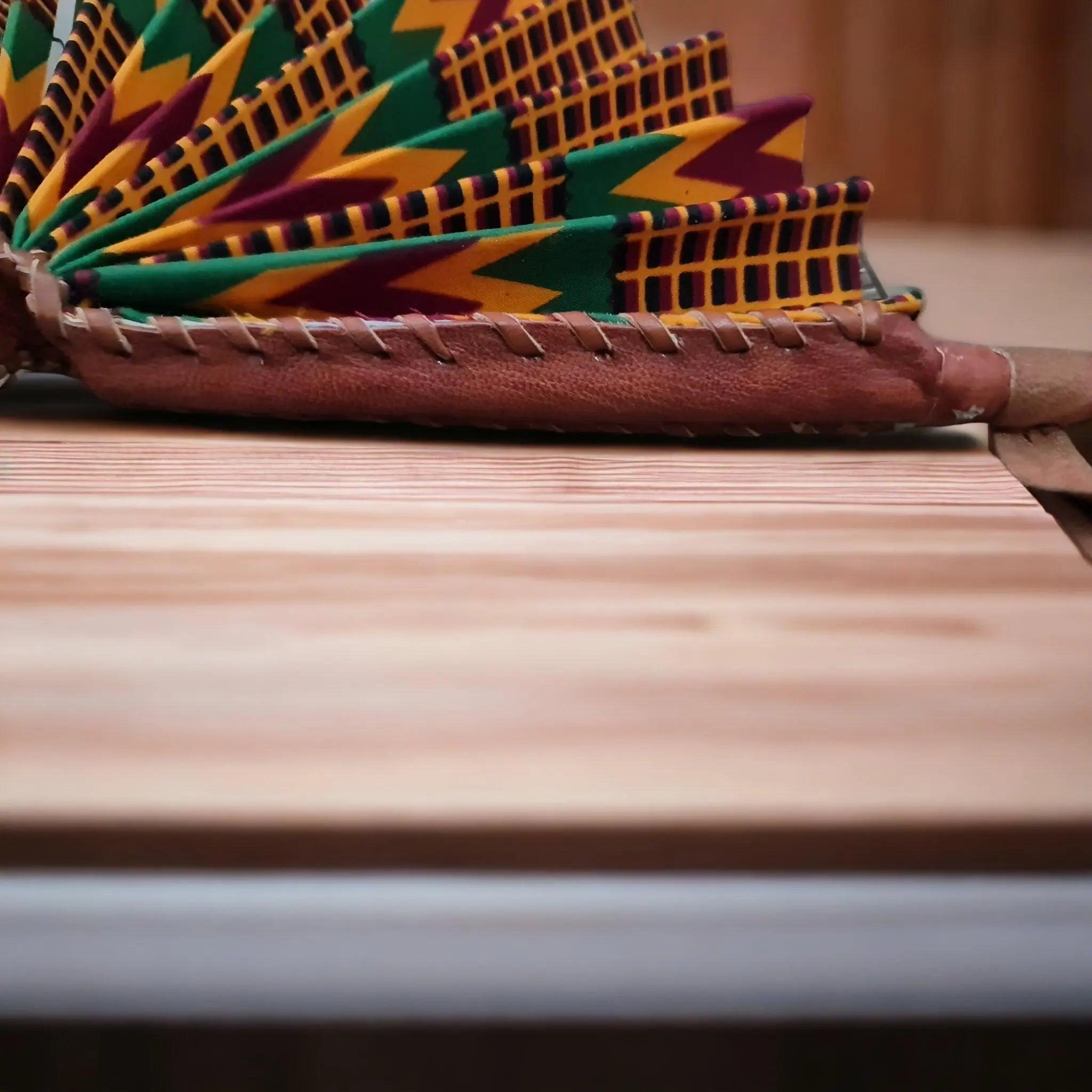 Authentic Leather Kente Fan - Honesty Sales