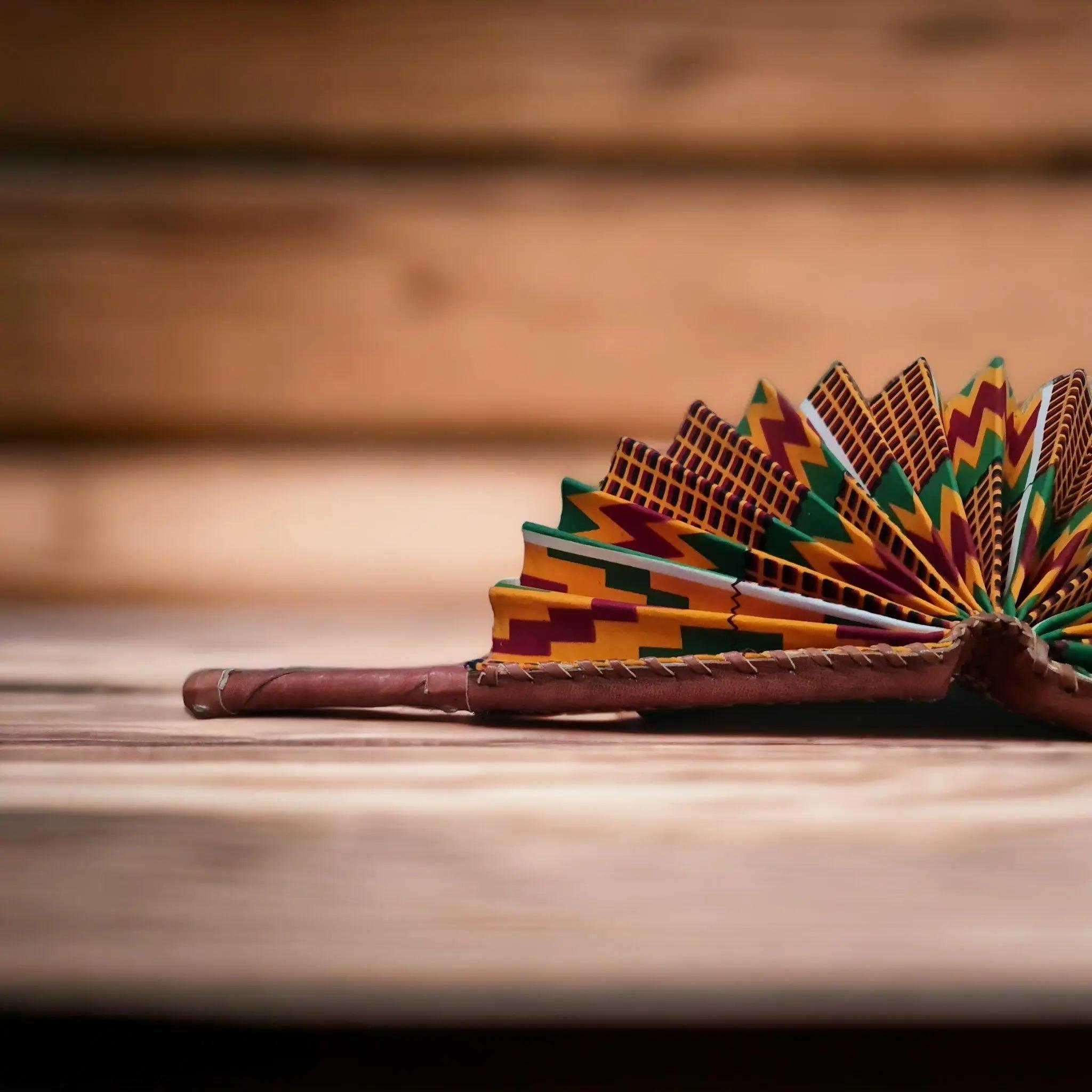 Authentic Leather Kente Fan - Honesty Sales