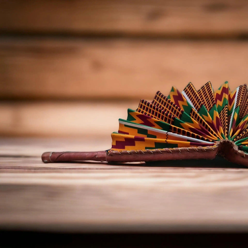 Authentic Leather Kente Fan - Honesty Sales