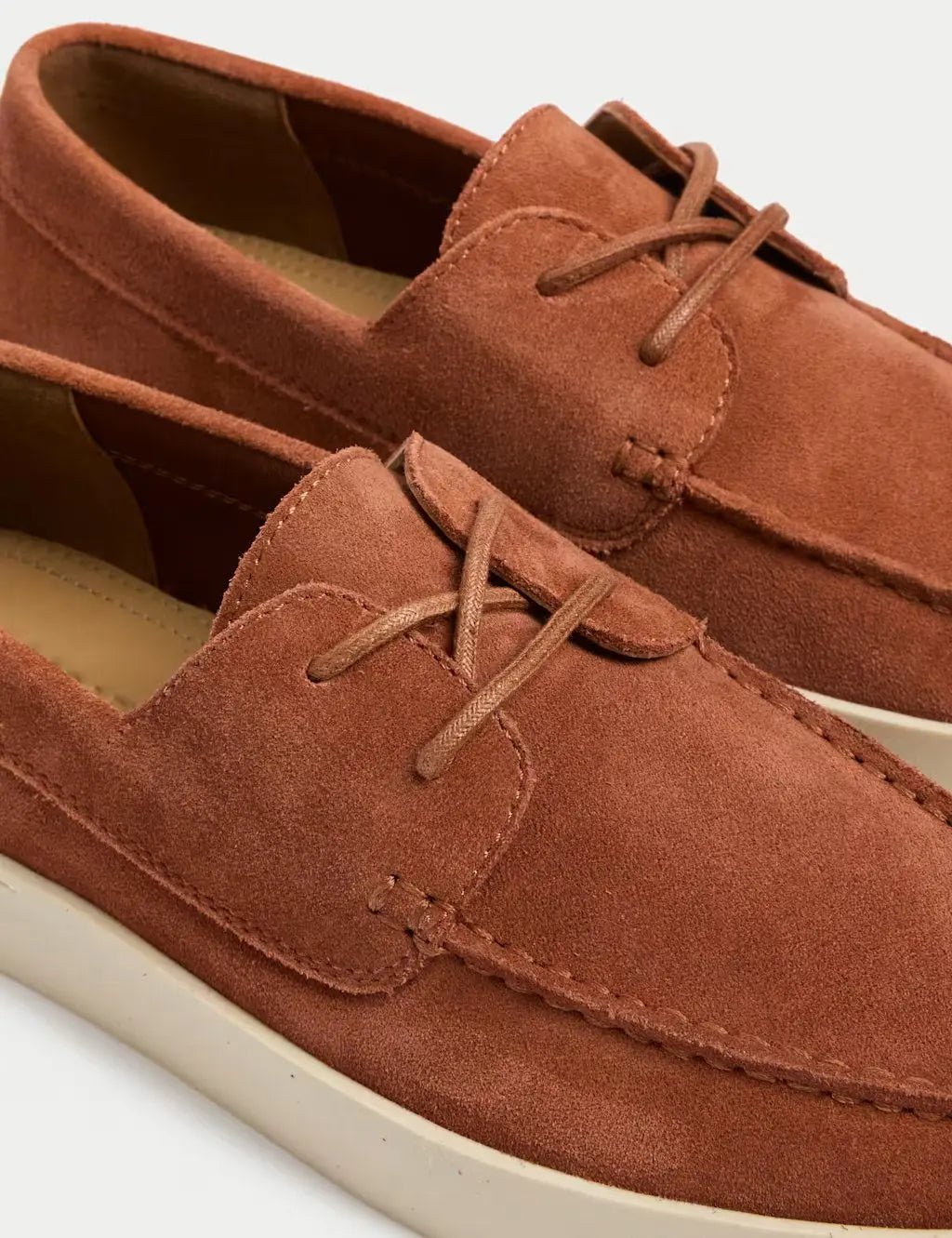 Autograph Suede White Sole Lace Up Loafers - Honesty Sales