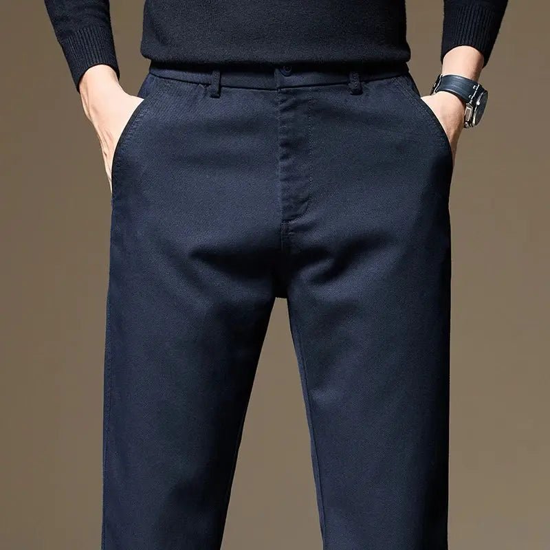 Autumn Winter High Quality Lyocell Fabric Casual Pants Men Solid color Business Fashion Straight Chinos Gray Brand Trousers Male - Honesty Sales