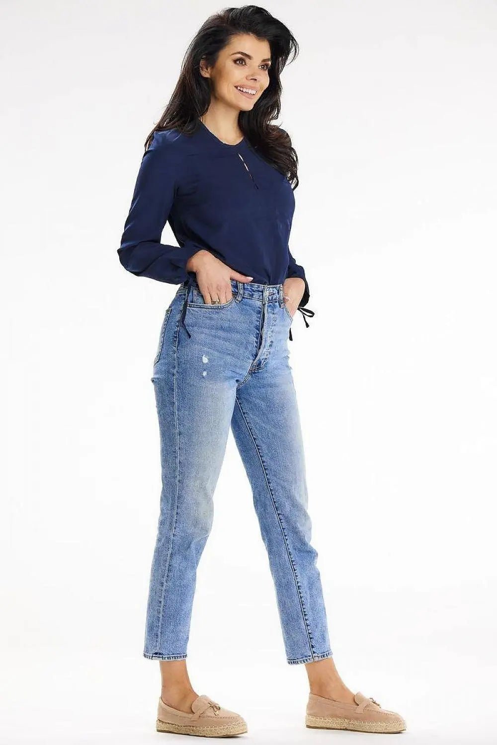 awama casual blouse with long sleeves tied at the bottom - Honesty Sales