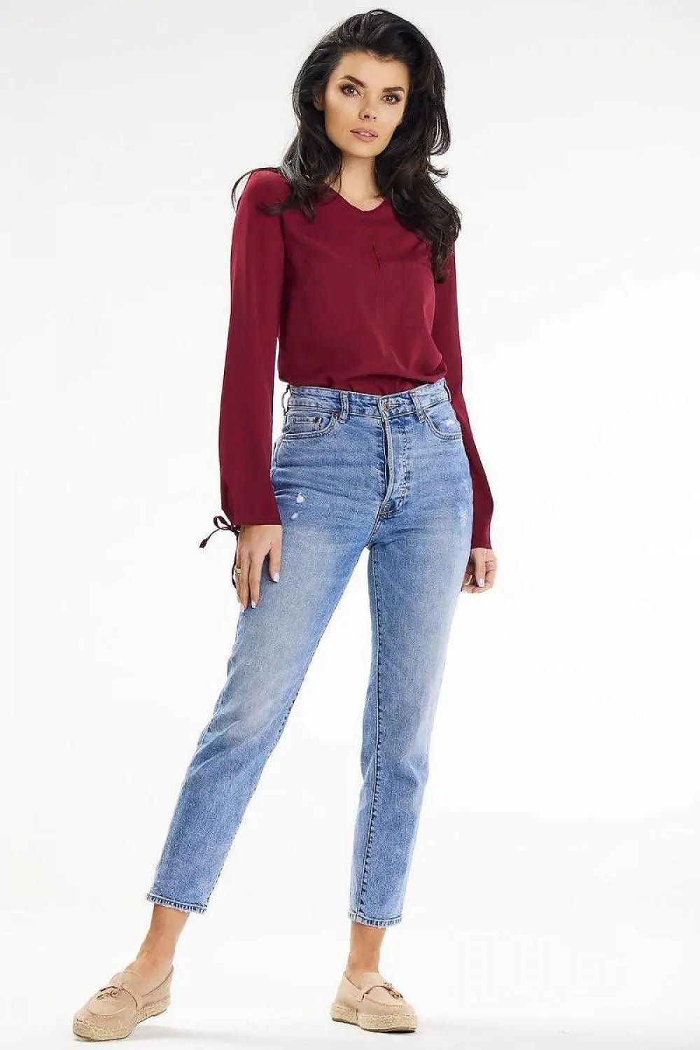 awama casual blouse with long sleeves tied at the bottom - Honesty Sales