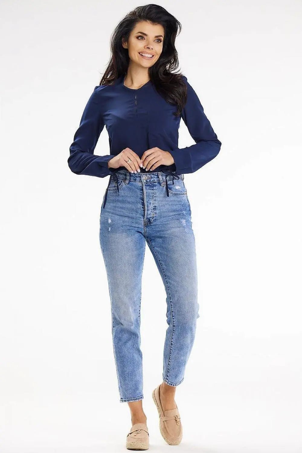 awama casual blouse with long sleeves tied at the bottom - Honesty Sales