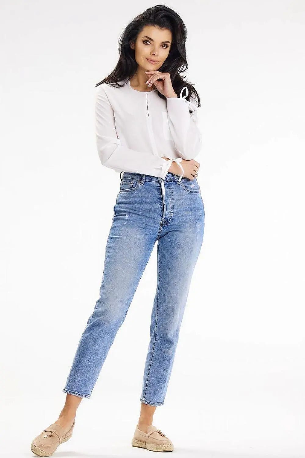 awama casual blouse with long sleeves tied at the bottom - Honesty Sales