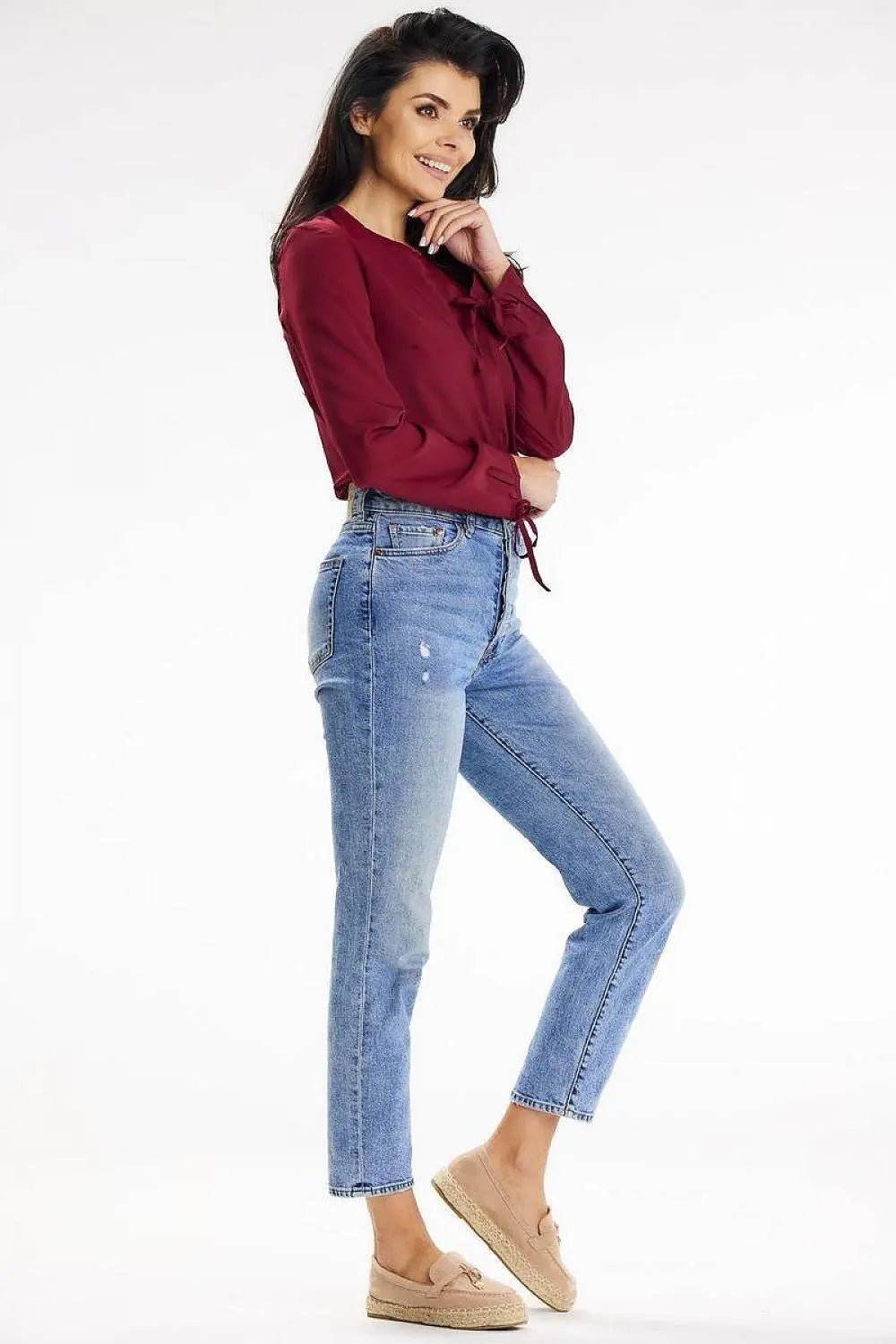 awama casual blouse with long sleeves tied at the bottom - Honesty Sales