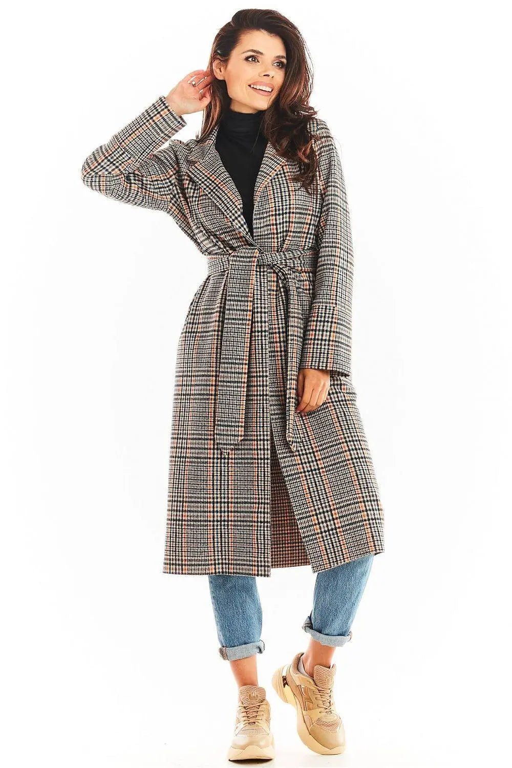 Awama double collar, tied coat - Honesty Sales