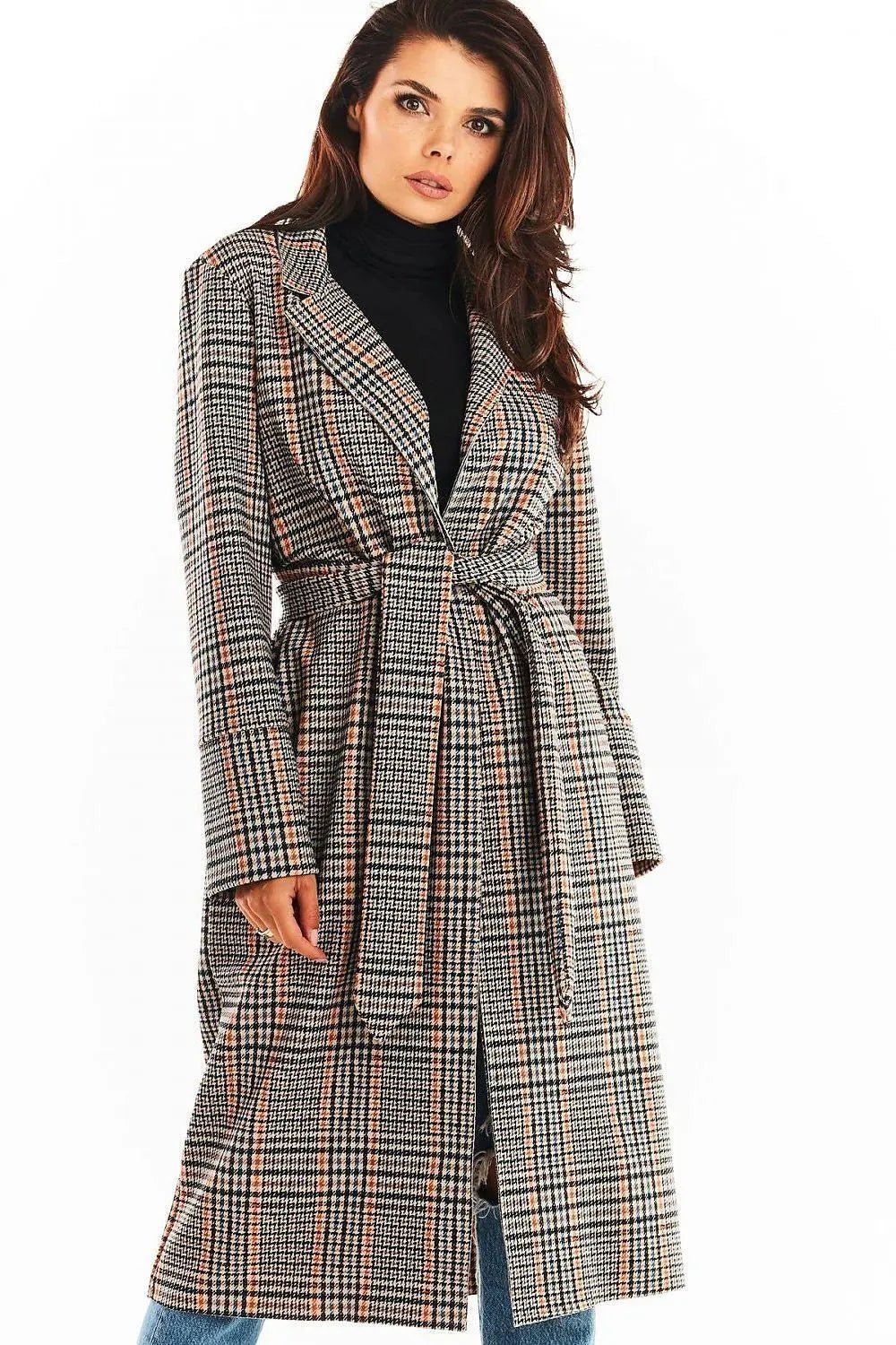 Awama double collar, tied coat - Honesty Sales