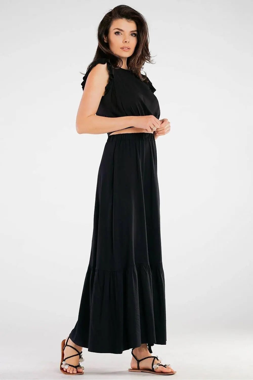 Awama elastic waist long maxi skirt - Honesty Sales